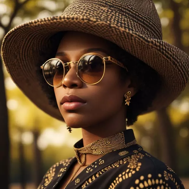 Mujer negra al sol con gafas de sol
